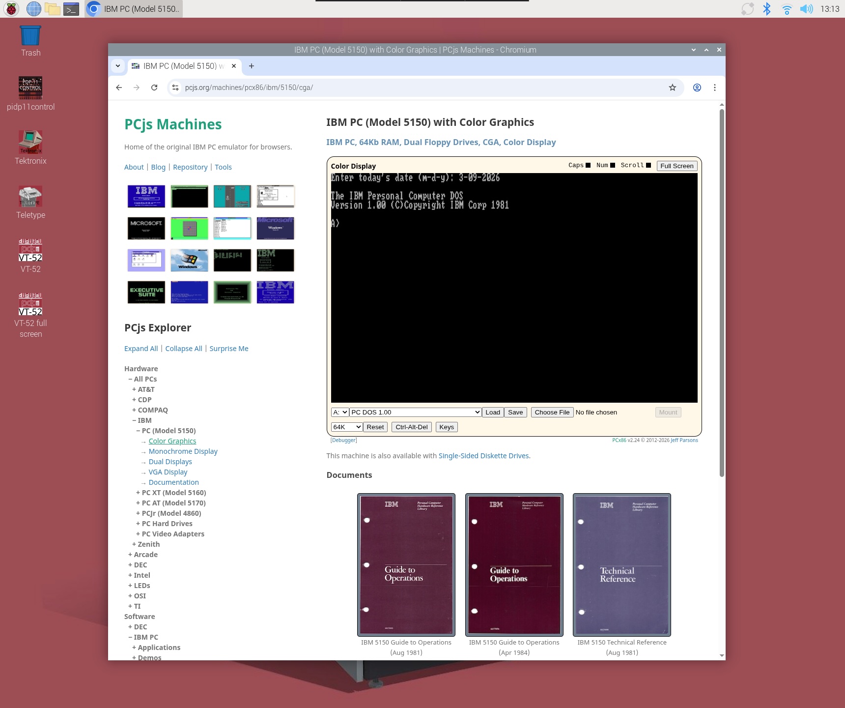Raspberry Pi - PCjs Success